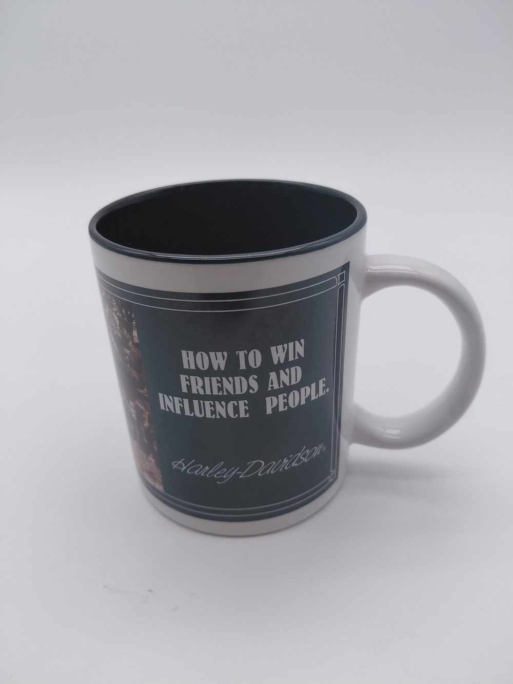 1993 Harley-Davidson Black and White How to Win Friends and Influence People Mug